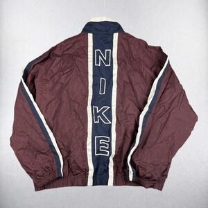 VTG Nike Windbreaker Jacket Men XL Maroon Blue Colorblock Full Zip White Tag 90s